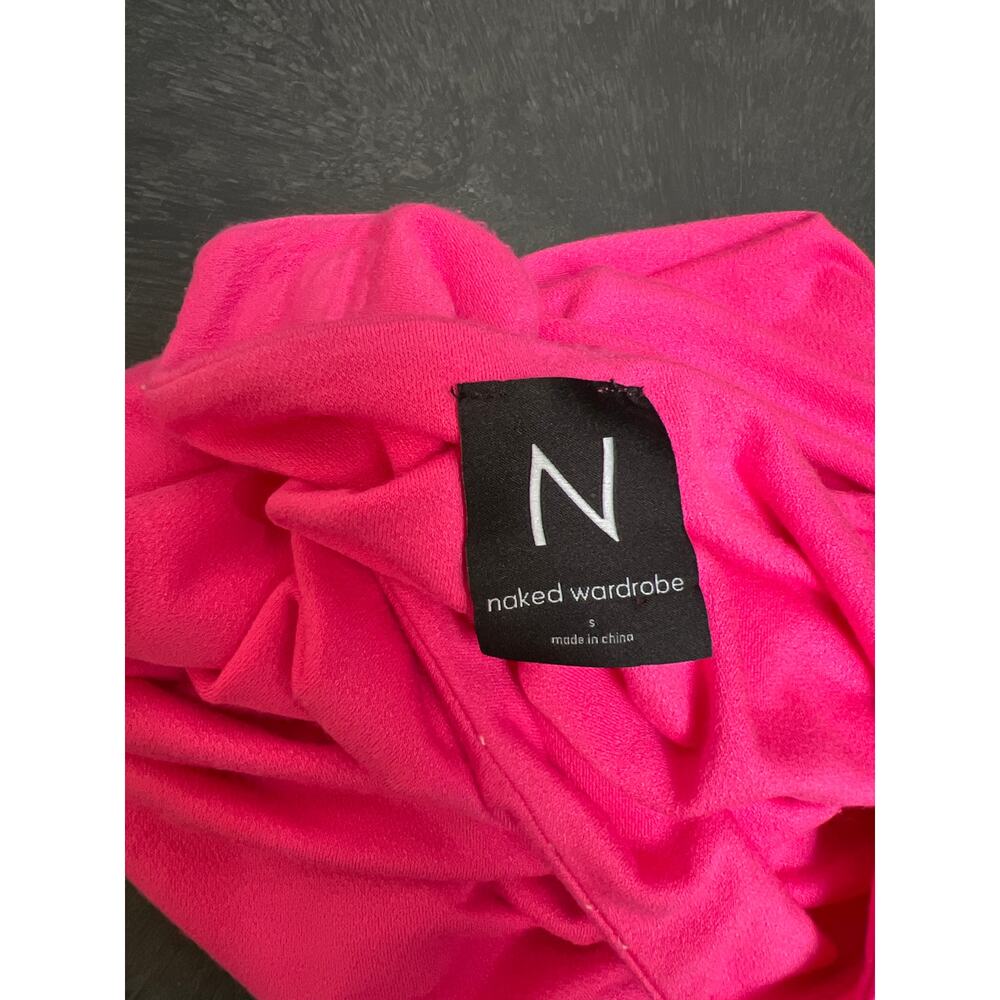 Naked Wardrobe Hot Pink Low Scoop Waist Bodycon Mini Skirt Womens Size Small S - Picture 3 of 4